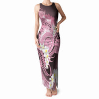 Piko Hawaiian Tank Maxi Dress Pink Galaxy Spiral Plumeria Tribal Patterns DT05 Women Pink - Polynesian Pride