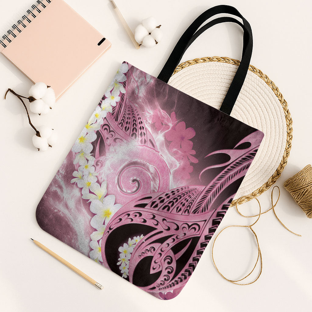 Piko Hawaiian Tote Bag Pink Galaxy Spiral Plumeria Tribal Patterns DT05 Black Strap One Size Pink - Polynesian Pride