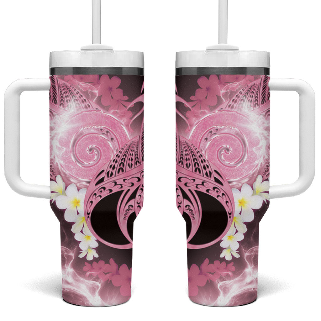 Piko Hawaiian Tumbler With Handle Pink Galaxy Spiral Plumeria Tribal Patterns DT05 One Size: 40 oz Pink - Polynesian Pride