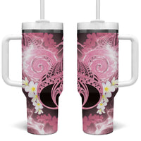 Piko Hawaiian Tumbler With Handle Pink Galaxy Spiral Plumeria Tribal Patterns DT05 One Size: 40 oz Pink - Polynesian Pride
