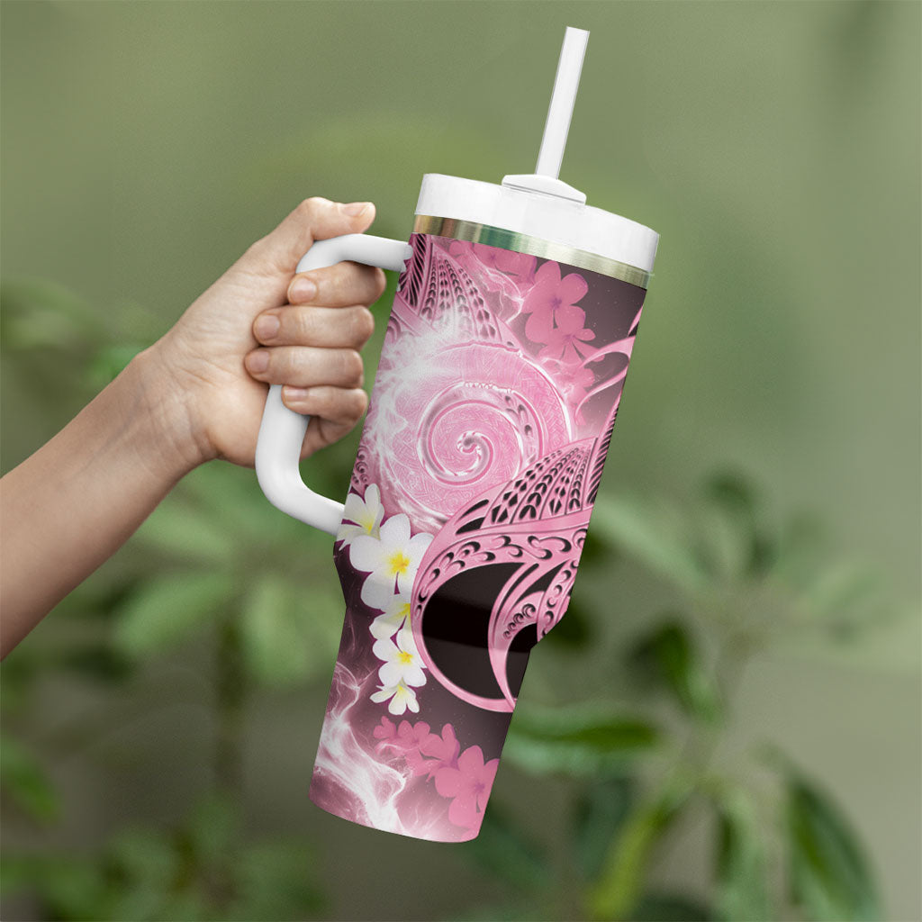 Piko Hawaiian Tumbler With Handle Pink Galaxy Spiral Plumeria Tribal Patterns DT05 - Polynesian Pride