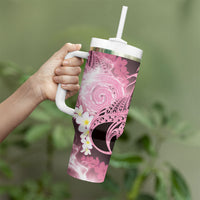 Piko Hawaiian Tumbler With Handle Pink Galaxy Spiral Plumeria Tribal Patterns DT05 - Polynesian Pride