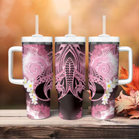 Piko Hawaiian Tumbler With Handle Pink Galaxy Spiral Plumeria Tribal Patterns DT05 - Polynesian Pride