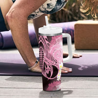 Piko Hawaiian Tumbler With Handle Pink Galaxy Spiral Plumeria Tribal Patterns DT05 - Polynesian Pride