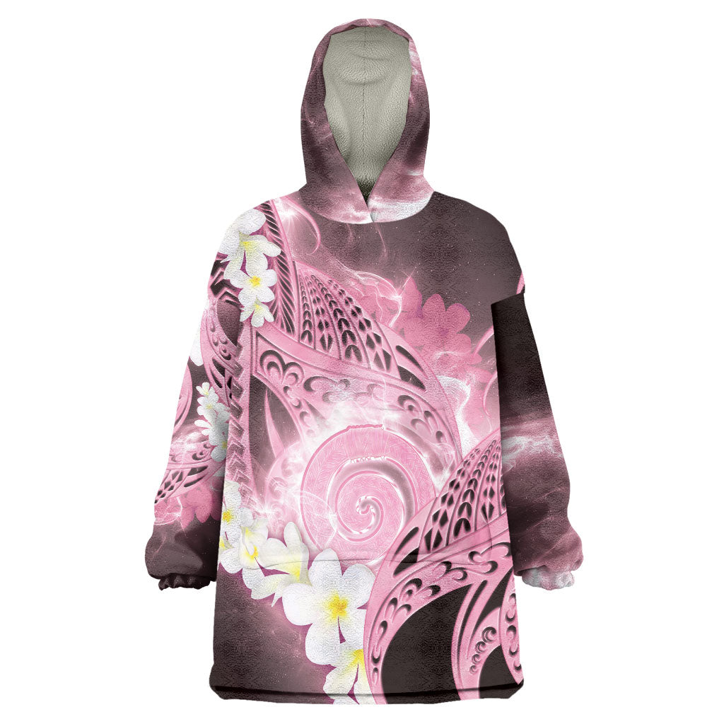 Piko Hawaiian Wearable Blanket Hoodie Pink Galaxy Spiral Plumeria Tribal Patterns DT05 One Size Pink - Polynesian Pride