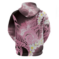 Piko Hawaiian Zip Hoodie Pink Galaxy Spiral Plumeria Tribal Patterns DT05 - Polynesian Pride