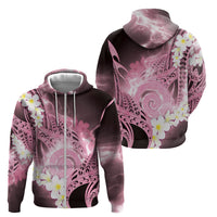 Piko Hawaiian Zip Hoodie Pink Galaxy Spiral Plumeria Tribal Patterns DT05 - Polynesian Pride
