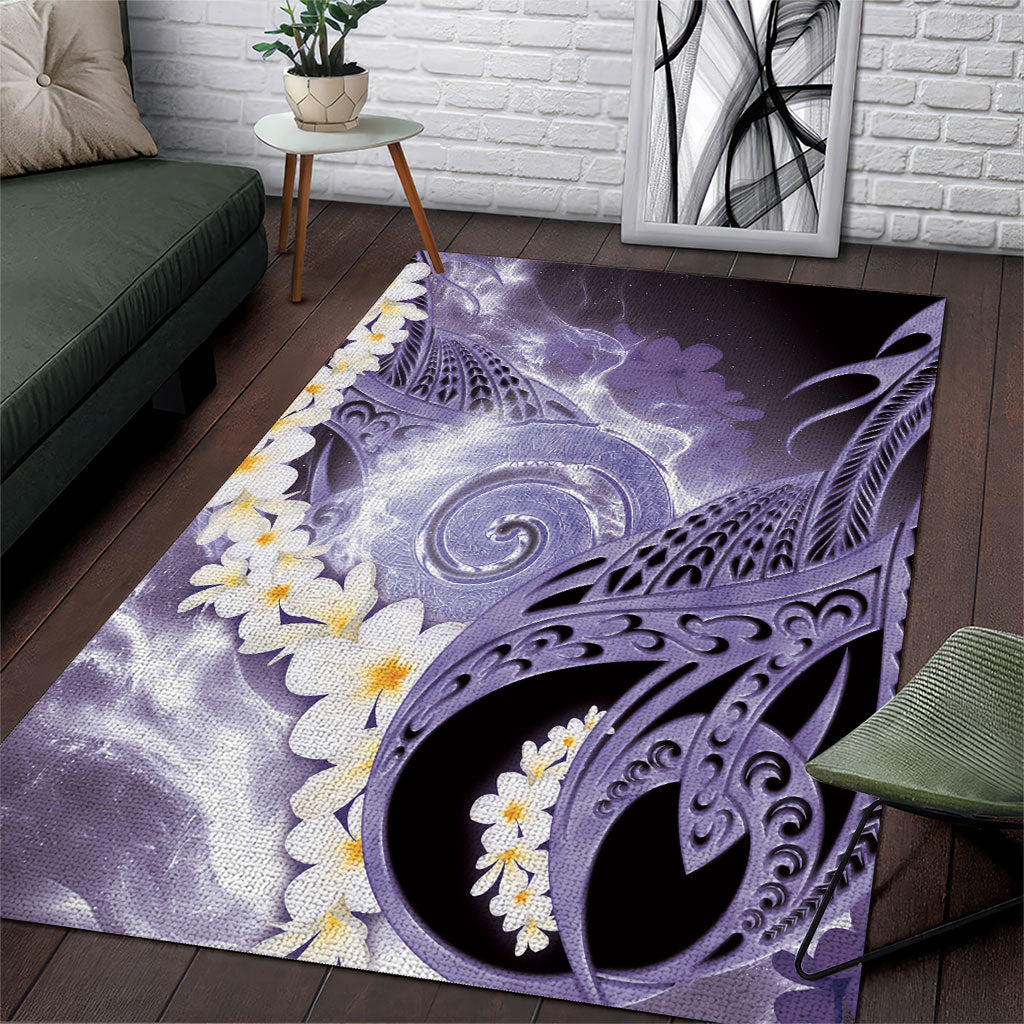 Piko Hawaiian Area Rug Purple Galaxy Spiral Plumeria Tribal Patterns DT05 Purple - Polynesian Pride