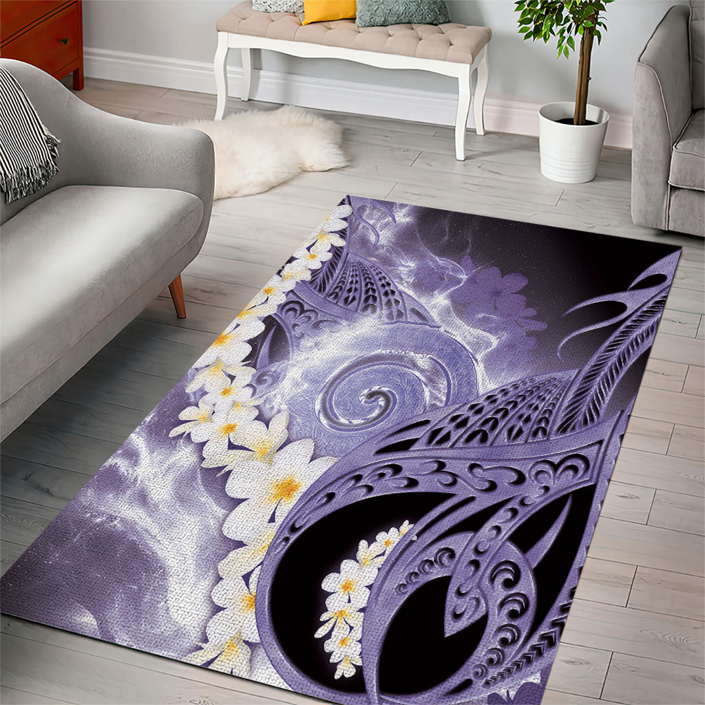 Piko Hawaiian Area Rug Purple Galaxy Spiral Plumeria Tribal Patterns DT05 - Polynesian Pride