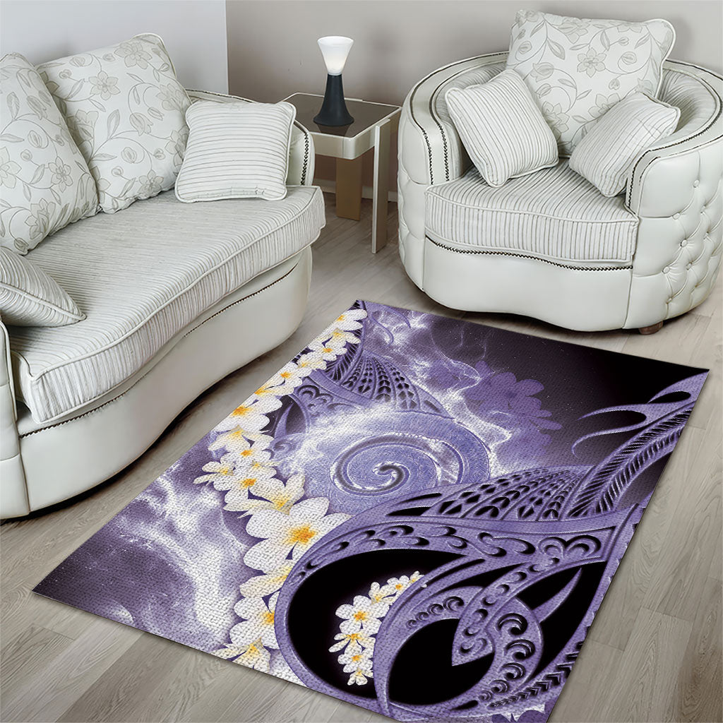 Piko Hawaiian Area Rug Purple Galaxy Spiral Plumeria Tribal Patterns DT05 - Polynesian Pride