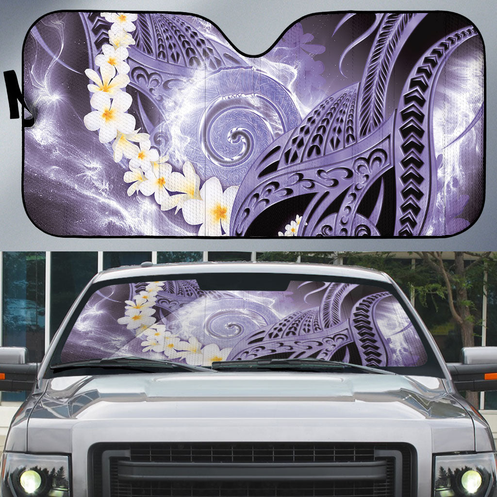Piko Hawaiian Auto Sun Shade Purple Galaxy Spiral Plumeria Tribal Patterns DT05 Purple - Polynesian Pride