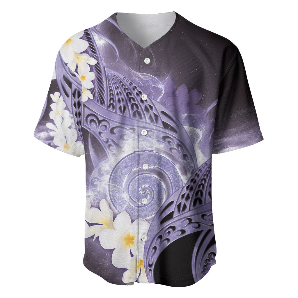Piko Hawaiian Baseball Jersey Purple Galaxy Spiral Plumeria Tribal Patterns DT05 Purple - Polynesian Pride