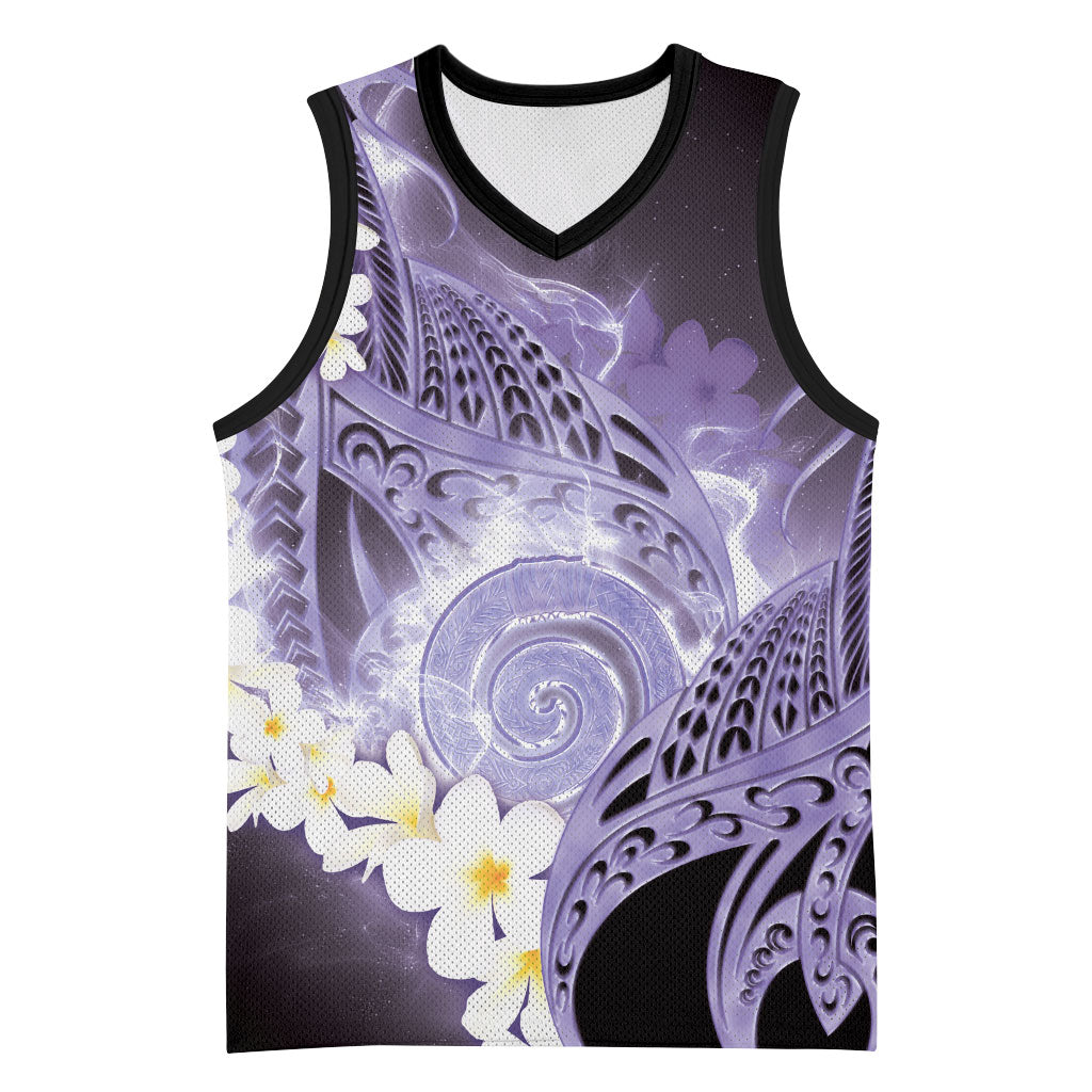 Piko Hawaiian Basketball Jersey Purple Galaxy Spiral Plumeria Tribal Patterns DT05 Unisex Purple - Polynesian Pride