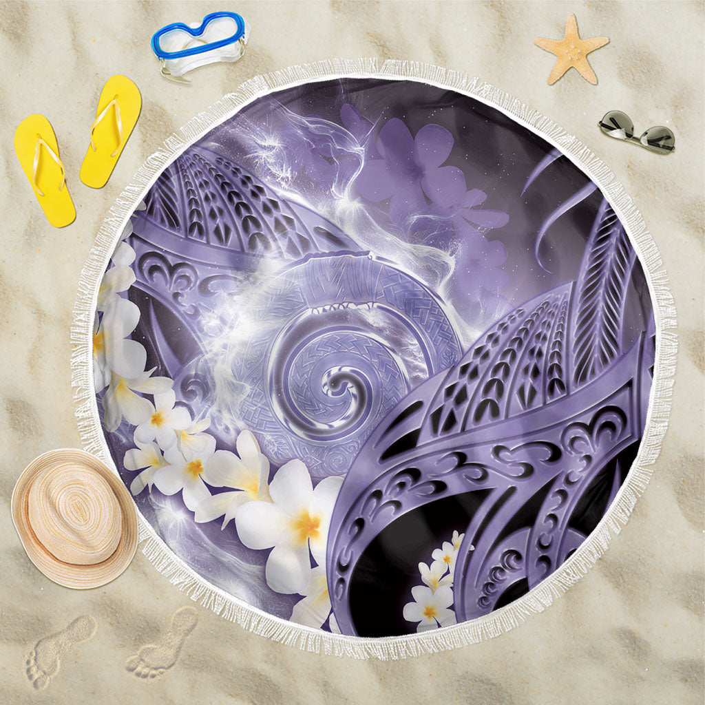 Piko Hawaiian Beach Blanket Purple Galaxy Spiral Plumeria Tribal Patterns DT05 One Size 150cm Purple - Polynesian Pride