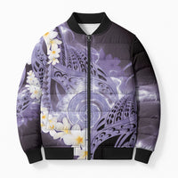 Piko Hawaiian Bomber Puffer Jacket Purple Galaxy Spiral Plumeria Tribal Patterns DT05 Unisex Purple - Polynesian Pride