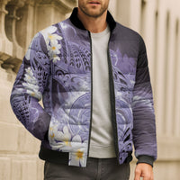 Piko Hawaiian Bomber Puffer Jacket Purple Galaxy Spiral Plumeria Tribal Patterns DT05 - Polynesian Pride