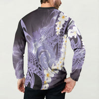 Piko Hawaiian Button Sweatshirt Purple Galaxy Spiral Plumeria Tribal Patterns DT05 - Polynesian Pride