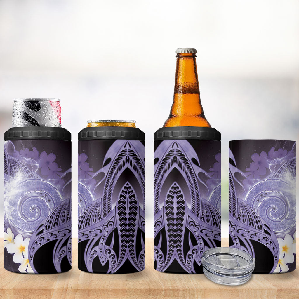Piko Hawaiian 4 in 1 Can Cooler Tumbler Purple Galaxy Spiral Plumeria Tribal Patterns DT05 - Polynesian Pride