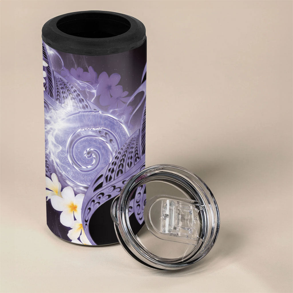 Piko Hawaiian 4 in 1 Can Cooler Tumbler Purple Galaxy Spiral Plumeria Tribal Patterns DT05 - Polynesian Pride