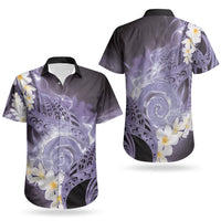 Piko Hawaiian Couples Matching Off Shoulder Maxi Dress and Hawaiian Shirt Purple Galaxy Spiral Plumeria Tribal Patterns DT05 - Polynesian Pride