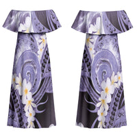 Piko Hawaiian Couples Matching Off Shoulder Maxi Dress and Hawaiian Shirt Purple Galaxy Spiral Plumeria Tribal Patterns DT05 - Polynesian Pride