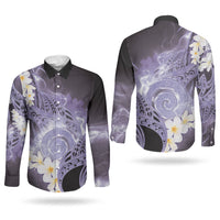 Piko Hawaiian Couples Matching Off The Shoulder Long Sleeve Dress and Long Sleeve Button Shirt Purple Galaxy Spiral Plumeria Tribal Patterns DT05 - Polynesian Pride