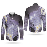 Piko Hawaiian Couples Matching Short Sleeve Bodycon Dress and Long Sleeve Button Shirt Purple Galaxy Spiral Plumeria Tribal Patterns DT05 - Polynesian Pride