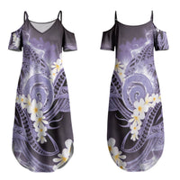 Piko Hawaiian Couples Matching Summer Maxi Dress and Hawaiian Shirt Purple Galaxy Spiral Plumeria Tribal Patterns DT05 - Polynesian Pride