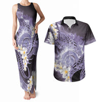 Piko Hawaiian Couples Matching Tank Maxi Dress and Hawaiian Shirt Purple Galaxy Spiral Plumeria Tribal Patterns DT05 Purple - Polynesian Pride