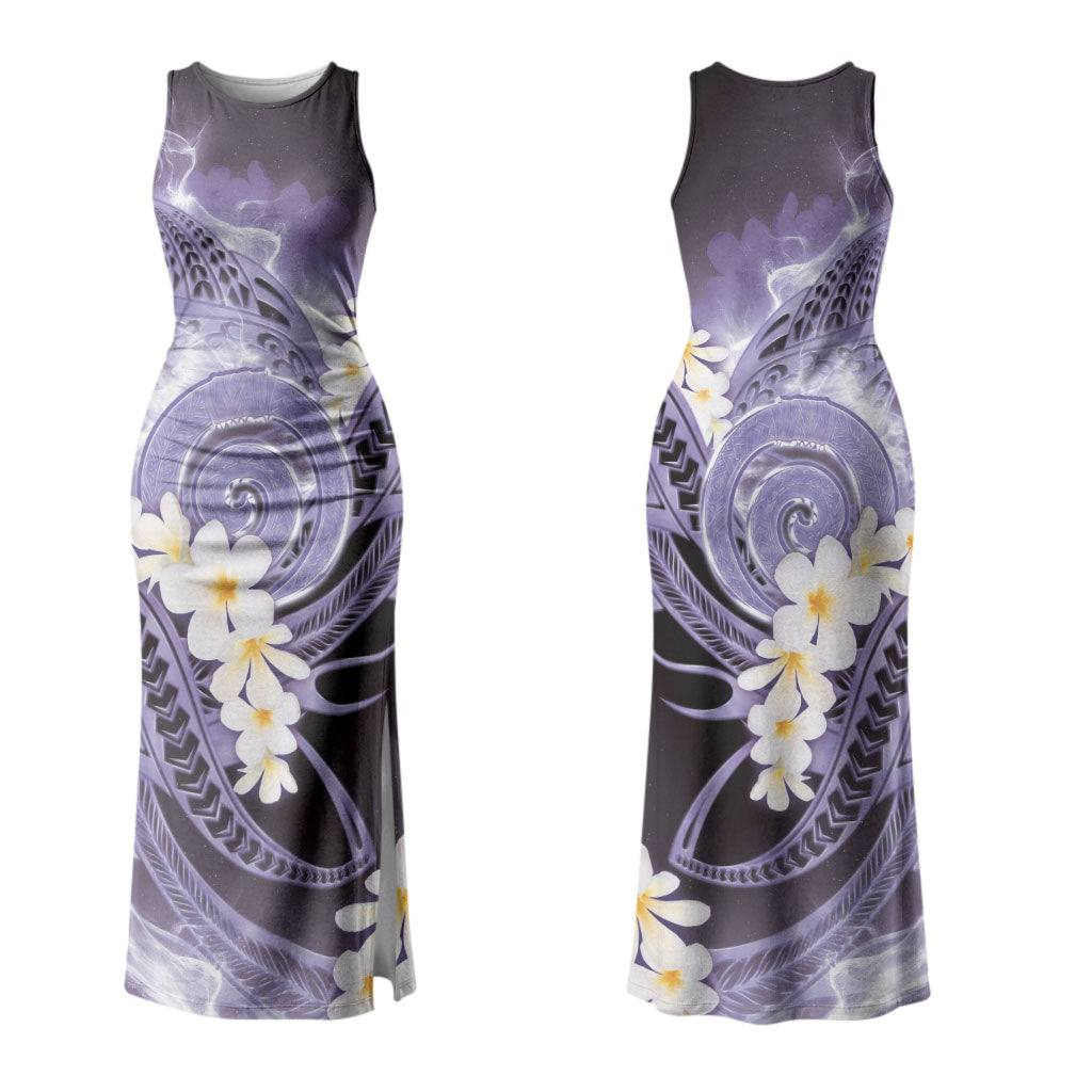 Piko Hawaiian Couples Matching Tank Maxi Dress and Hawaiian Shirt Purple Galaxy Spiral Plumeria Tribal Patterns DT05 - Polynesian Pride