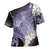Piko Hawaiian Cross Shoulder Shirt Purple Galaxy Spiral Plumeria Tribal Patterns DT05 - Polynesian Pride