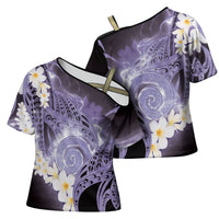 Piko Hawaiian Cross Shoulder Shirt Purple Galaxy Spiral Plumeria Tribal Patterns DT05 - Polynesian Pride