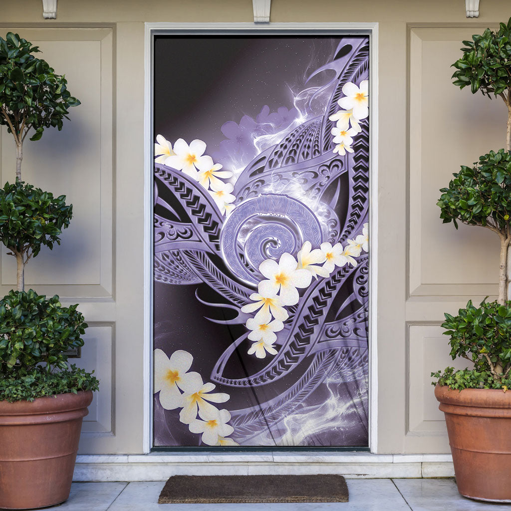 Piko Hawaiian Door Cover Purple Galaxy Spiral Plumeria Tribal Patterns DT05 Purple - Polynesian Pride