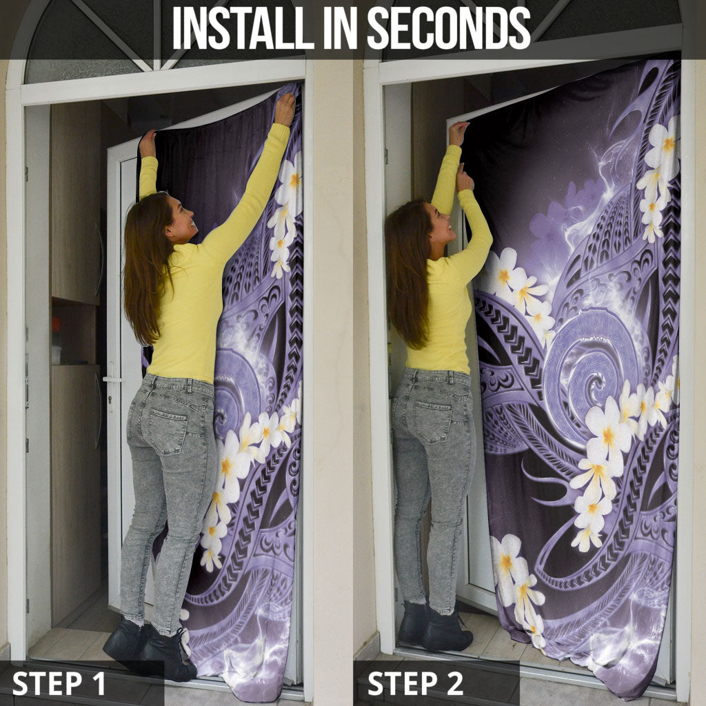 Piko Hawaiian Door Cover Purple Galaxy Spiral Plumeria Tribal Patterns DT05 - Polynesian Pride
