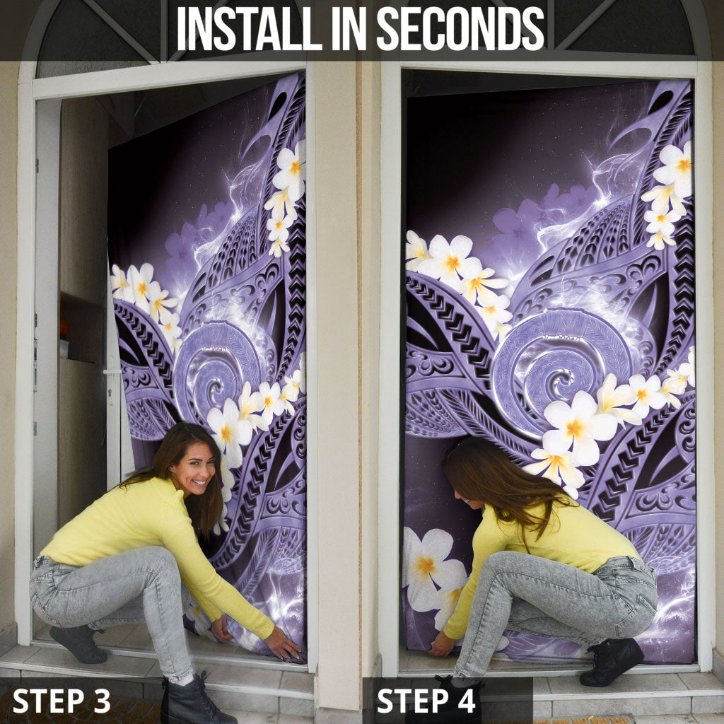Piko Hawaiian Door Cover Purple Galaxy Spiral Plumeria Tribal Patterns DT05 - Polynesian Pride