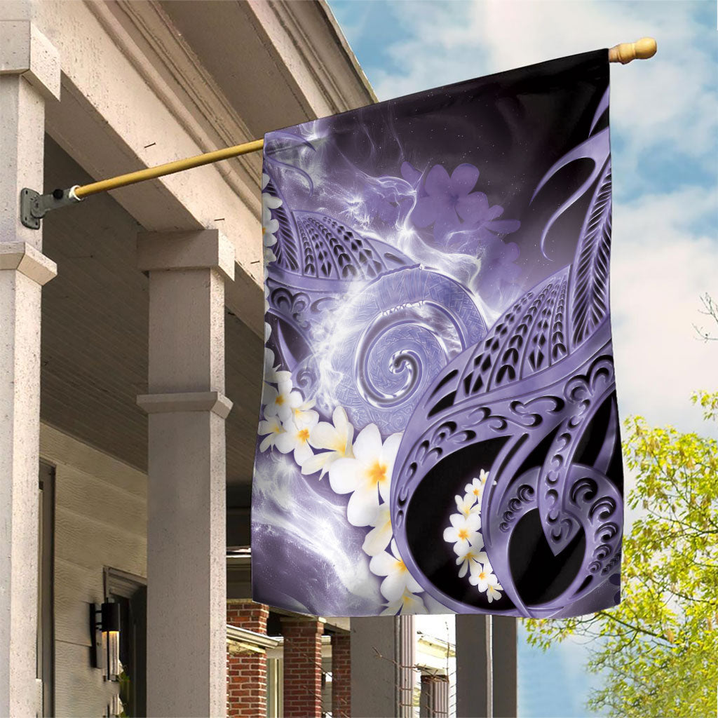 Piko Hawaiian Garden Flag Purple Galaxy Spiral Plumeria Tribal Patterns DT05 House Flag Purple - Polynesian Pride