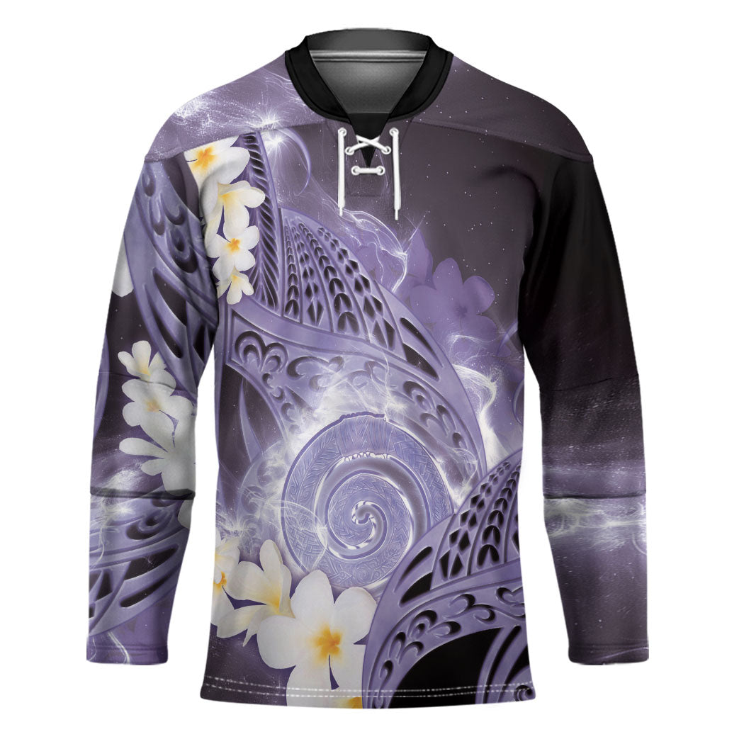 Piko Hawaiian Hockey Jersey Purple Galaxy Spiral Plumeria Tribal Patterns DT05 Unisex Purple - Polynesian Pride