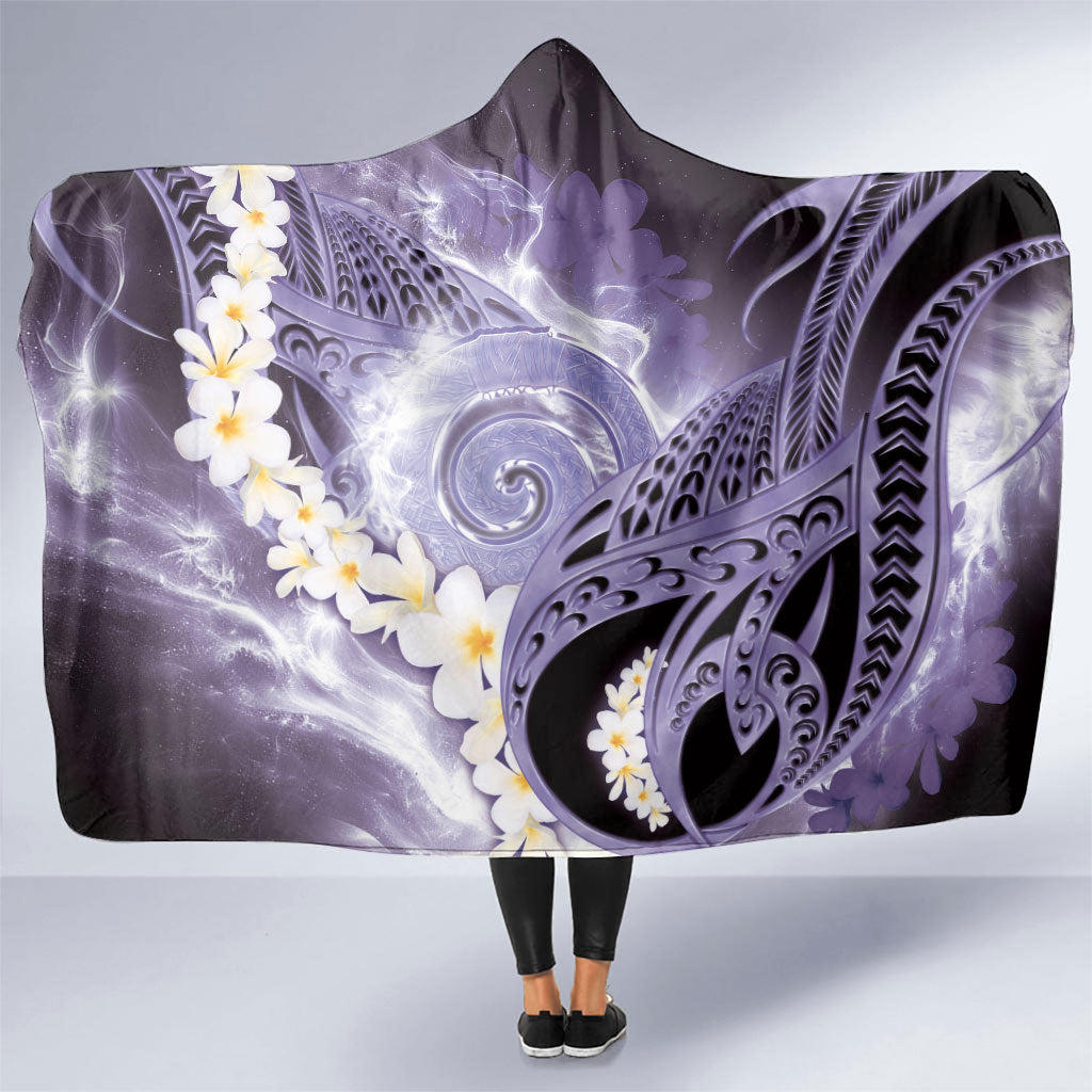 Piko Hawaiian Hooded Blanket Purple Galaxy Spiral Plumeria Tribal Patterns DT05 One Size Purple - Polynesian Pride