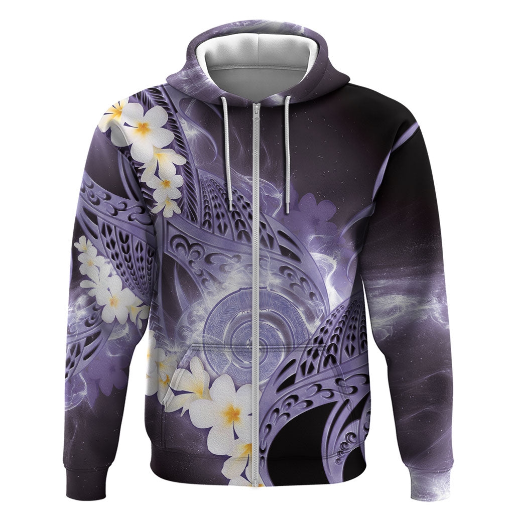 Piko Hawaiian Hoodie Purple Galaxy Spiral Plumeria Tribal Patterns DT05 Zip Hoodie Purple - Polynesian Pride