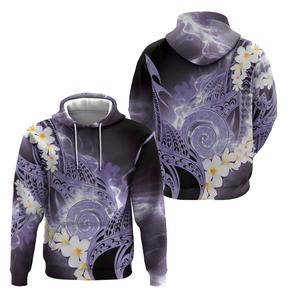 Piko Hawaiian Hoodie Purple Galaxy Spiral Plumeria Tribal Patterns DT05 - Polynesian Pride