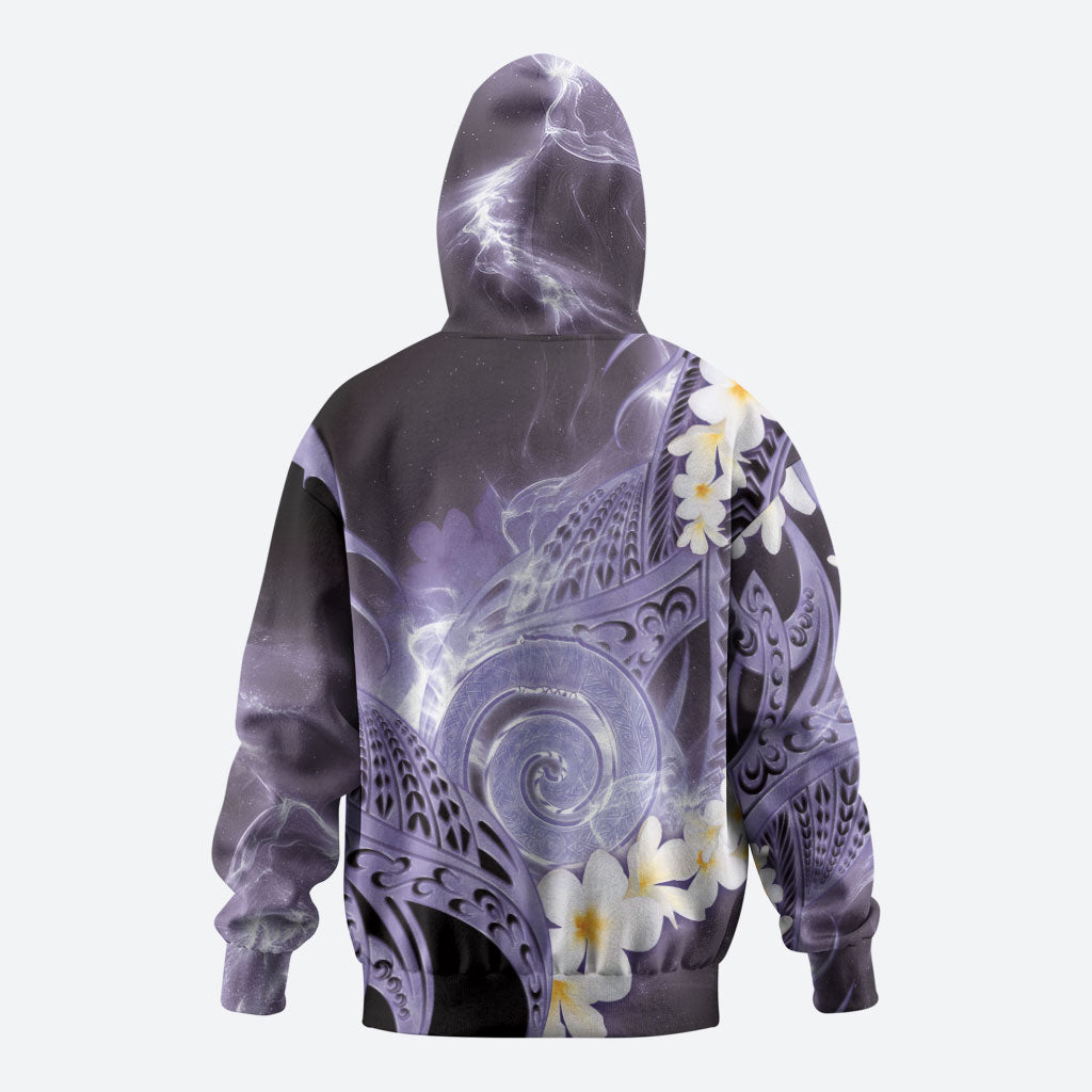Piko Hawaiian Hoodie Purple Galaxy Spiral Plumeria Tribal Patterns DT05 - Polynesian Pride