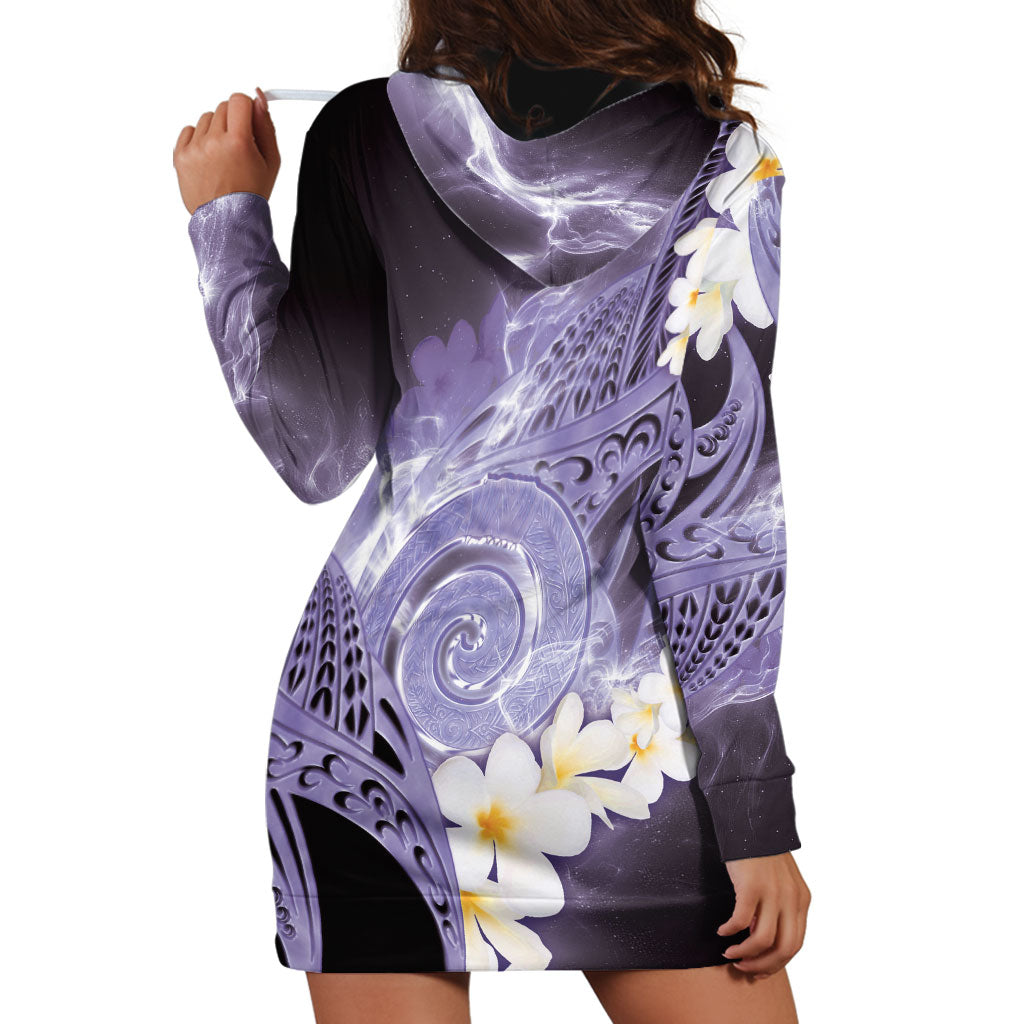 Piko Hawaiian Hoodie Dress Purple Galaxy Spiral Plumeria Tribal Patterns DT05 - Polynesian Pride