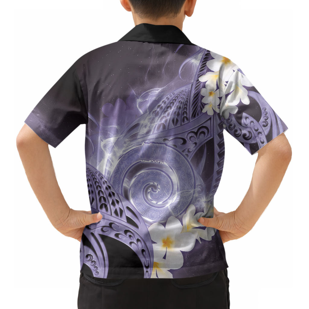 Piko Hawaiian Kid Hawaiian Shirt Purple Galaxy Spiral Plumeria Tribal Patterns DT05 - Polynesian Pride
