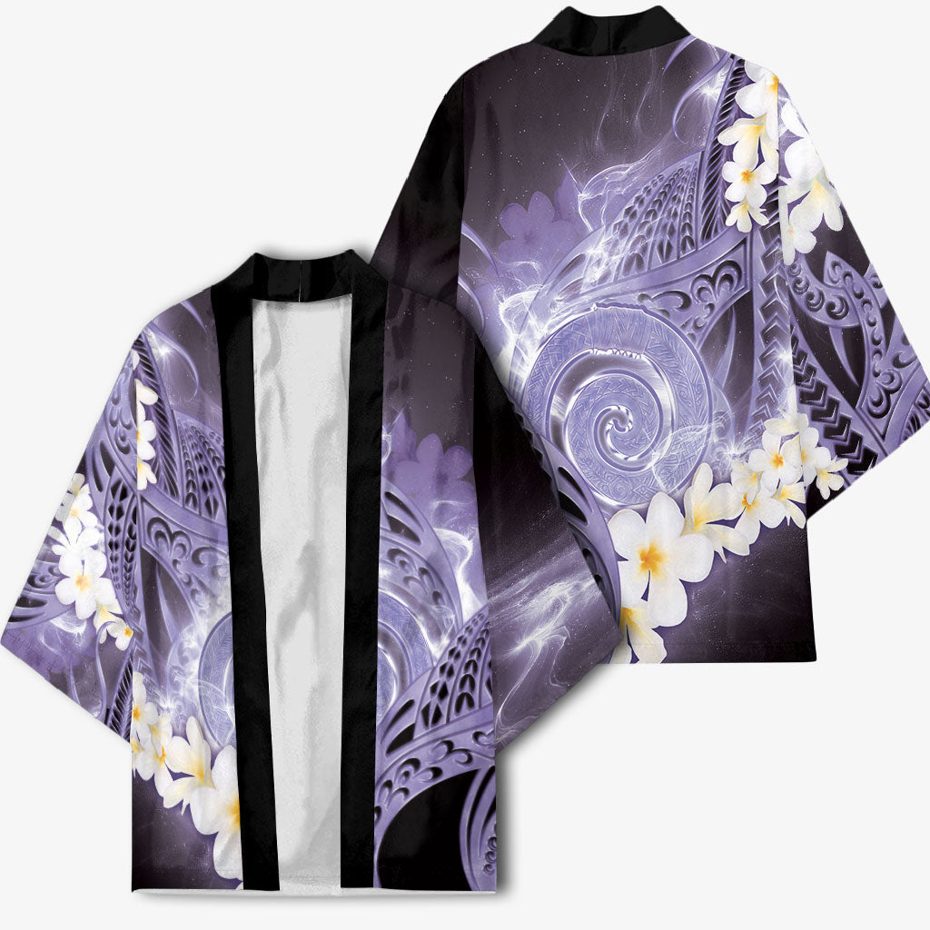 Piko Hawaiian Kimono Purple Galaxy Spiral Plumeria Tribal Patterns DT05 - Polynesian Pride
