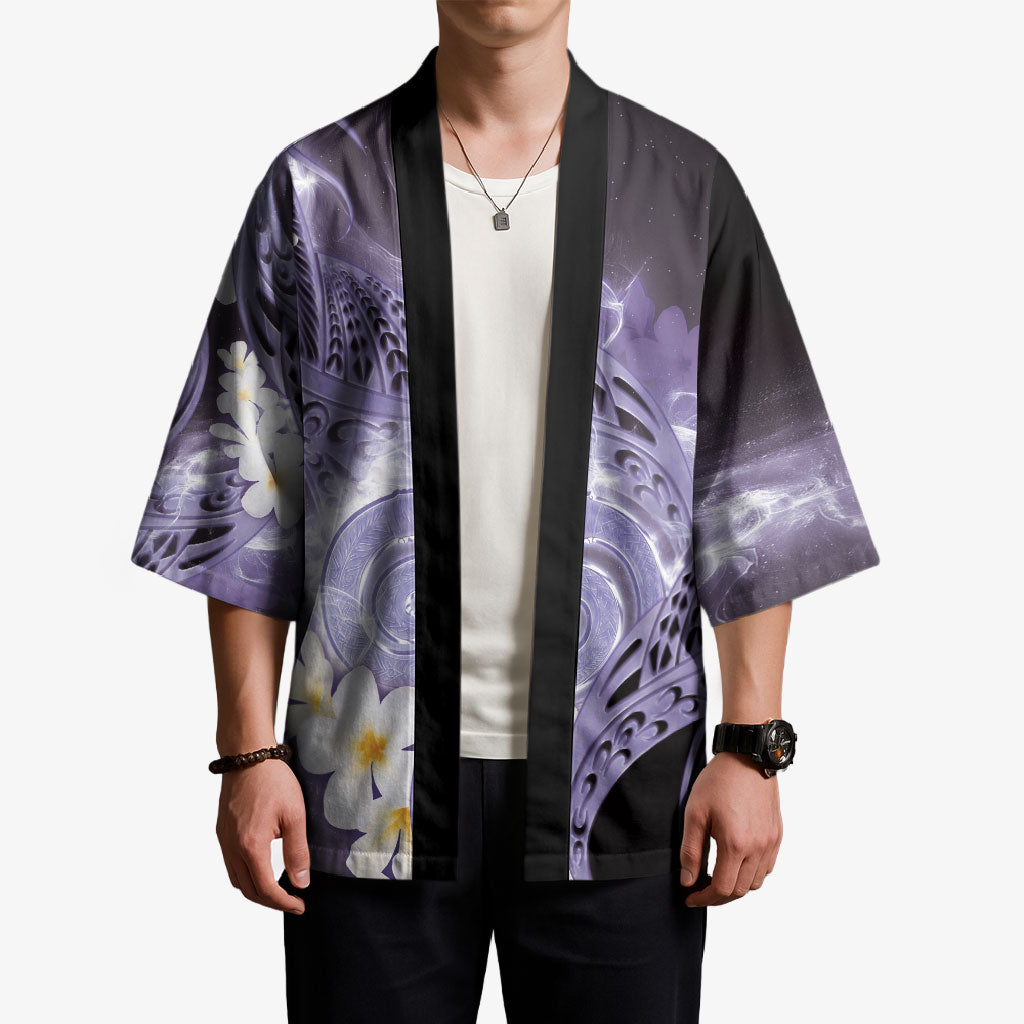 Piko Hawaiian Kimono Purple Galaxy Spiral Plumeria Tribal Patterns DT05 - Polynesian Pride