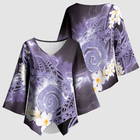 Piko Hawaiian Kimono Sleeve Blouse Purple Galaxy Spiral Plumeria Tribal Patterns DT05 - Polynesian Pride