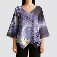 Piko Hawaiian Kimono Sleeve Blouse Purple Galaxy Spiral Plumeria Tribal Patterns DT05 - Polynesian Pride