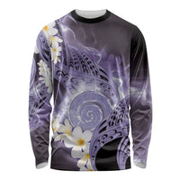Piko Hawaiian Long Sleeve Shirt Purple Galaxy Spiral Plumeria Tribal Patterns DT05 Unisex Purple - Polynesian Pride