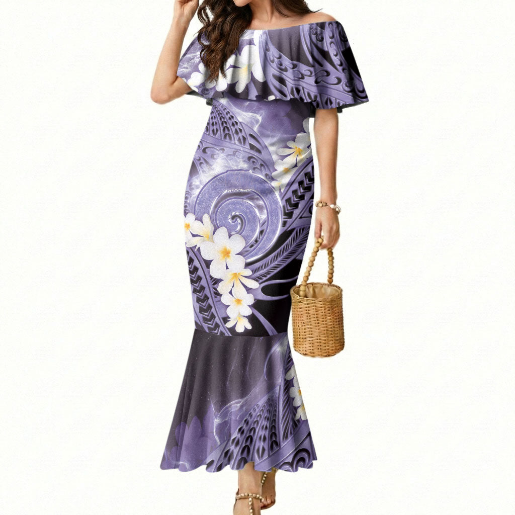 Piko Hawaiian Mermaid Dress Purple Galaxy Spiral Plumeria Tribal Patterns DT05 Women Purple - Polynesian Pride