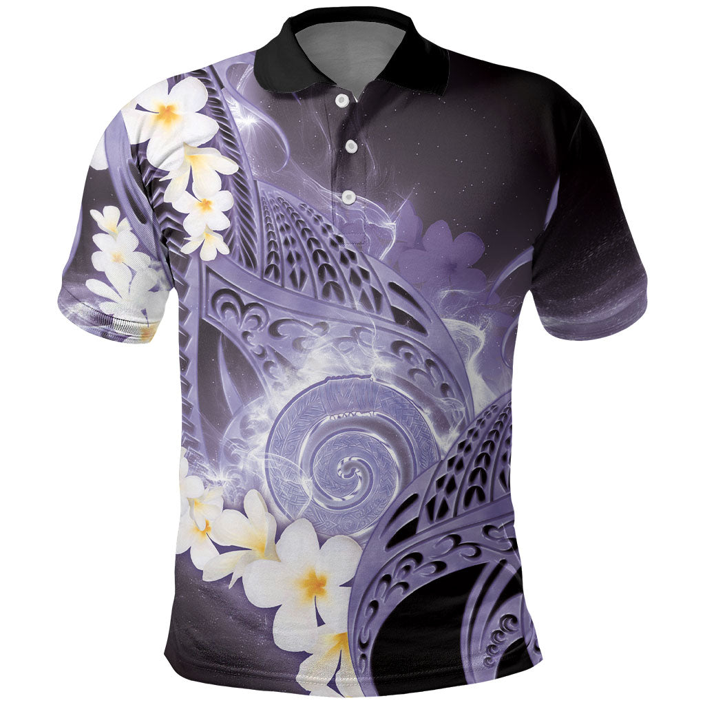 Piko Hawaiian Polo Shirt Purple Galaxy Spiral Plumeria Tribal Patterns DT05 Purple - Polynesian Pride